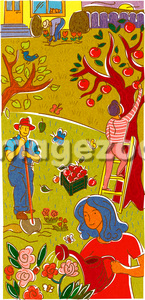 A family gardening in their back yard