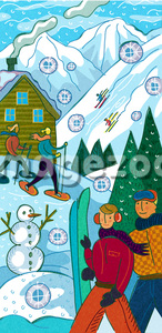 People at a ski resort skiing,snowboarding and snow shoeing