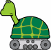 An illustration of a turtle on wheels