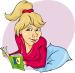 Drawing of a girl reading a book